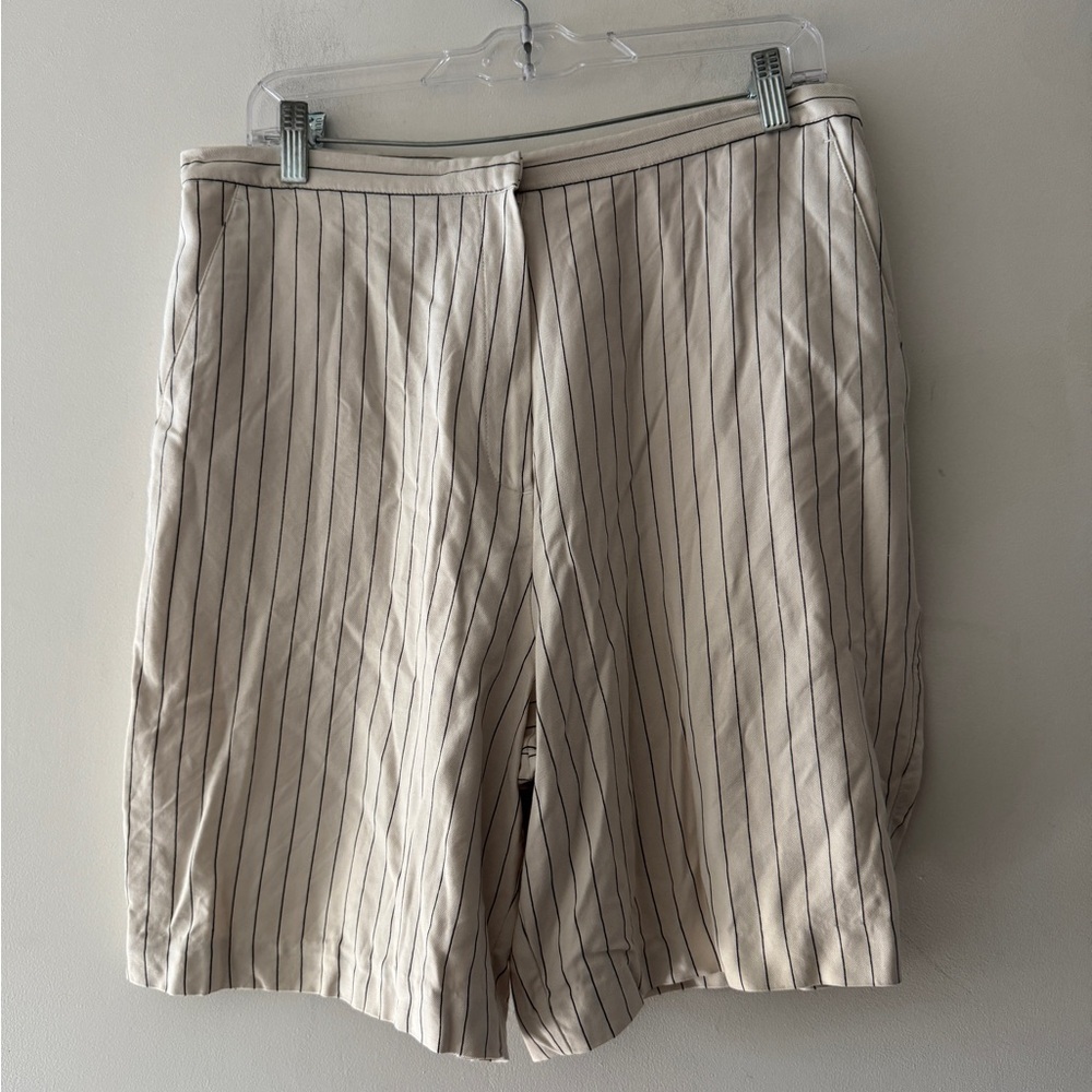 Bobby Chan Black‎ and White Silk Cotton Blend Striped Shorts